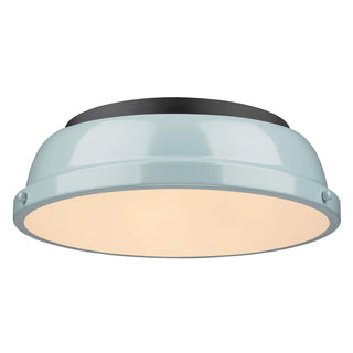 Buy matte-black-with-seafoam-glass-and-green-shade Duncan Outdoor (Damp) Flush Mount Ceiling Light by Golden