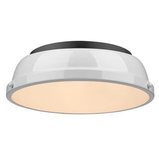 Buy matte-black-with-white-glass-and-white-shade Duncan Outdoor (Damp) Flush Mount Ceiling Light by Golden