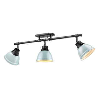 Buy matte-black-with-seafoam-glass Duncan Outdoor (Damp) Directional Semi-Flush Mount Light by Golden