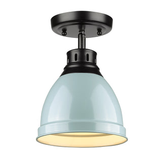 Buy matte-black-with-seafoam-glass-and-green-shade Duncan Outdoor (Damp) Flush Mount Light by Golden
