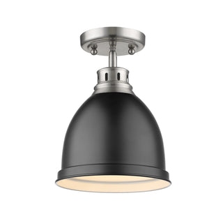 Buy pewter-with-matte-black-glass-and-black-shade Duncan Outdoor (Damp) Flush Mount Light by Golden