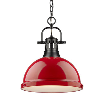 Buy matte-black-with-red-glass Duncan Outdoor (Damp) Pendant by Golden