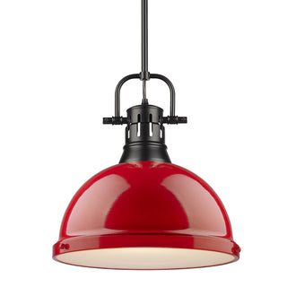 Buy matte-black-with-red-glass-and-red-shade Duncan Outdoor (Damp) Pendant by Golden
