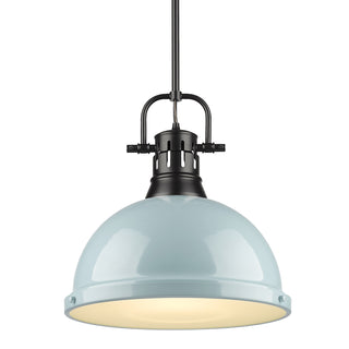 Buy matte-black-with-seafoam-glass Duncan Outdoor (Damp) Pendant by Golden