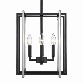 Buy matte-black-with-pewter-accents-glass Tribeca Chandelier by Golden