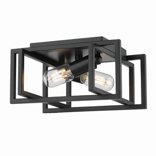 Buy matte-black-with-matte-black-accents-glass Tribeca Outdoor (Damp) Flush Mount Ceiling Light by Golden