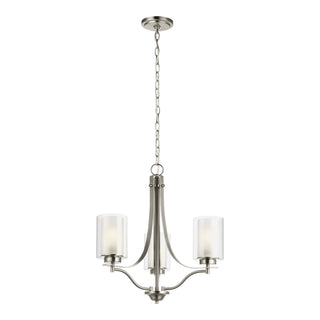 Buy brushed-nickel-with-satin-etched-glass Elmwood Park Outdoor (Damp) Chandelier by Generation Lighting