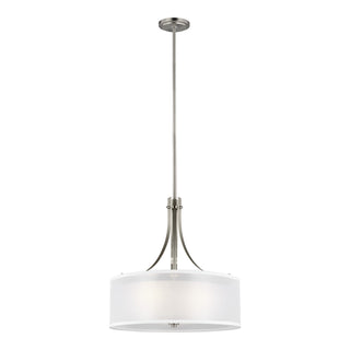 Buy brushed-nickel-with-satin-etched-glass-and-clear-shade Elmwood Park Outdoor (Damp) Pendant by Generation Lighting