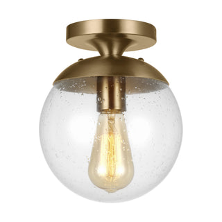 Buy satin-brass-with-clear-seeded-glass-and-clear-seedy-shade Leo - Hanging Globe Outdoor (Damp) Semi Flush Mount Light by Visual Comfort Studio