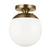 Satin Brass with Smooth White Glass and White Shade