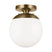 Satin Brass with Smooth White Glass and White Shade