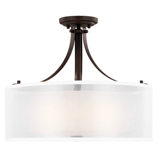 Buy bronze-with-satin-etched-glass Elmwood Park Outdoor (Damp) Semi-Flush Mount Ceiling Light by Generation Lighting