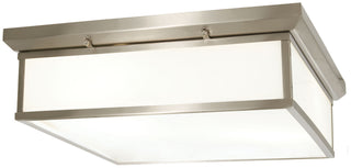Buy brushed-nickel-with-white-glass-and-white-shade Outdoor (Damp) Flush Mount Ceiling Light by Minka-Lavery