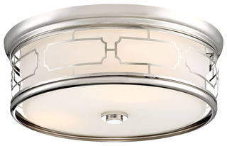Buy polished-nickel-with-opal-glass-glass-and-white-shade Flush Mount Outdoor (Damp) Flush Mount Ceiling Light by Minka-Lavery
