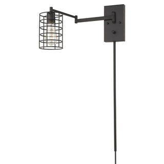 Buy oil-rubbed-bronze-with-oil-rubbed-bronze-cylindrical-metal-cage-shade-7-x5-x5-glass Jett Sconce by Acclaim Lighting
