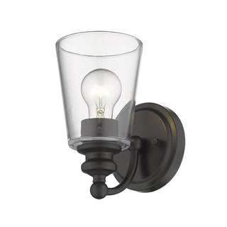 Buy oil-rubbed-bronze-with-clear-cone-shaped-glass-shade-5-75-x4-75-x4-75-glass Ceil Sconce by Acclaim Lighting