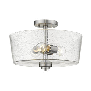 Buy satin-nickel-with-clear-seeded-drum-shaped-glass-5-375-x15-x15-glass Rowe Semi-Flush Mount Ceiling Light by Acclaim Lighting