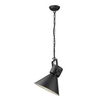 Buy matte-black-with-black-metal-cone-shaped-shade-w-white-interior-10-5-x17-5-x17-5-glass Crew Pendant by Acclaim Lighting