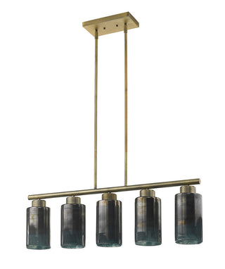 Buy brass-with-blue-gold-cylindrical-glass-shades-glass Monet Pendant by Acclaim Lighting