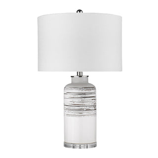 Buy polished-nickel-with-seasalt-linen-drum-shade-glass Trend Home Table Lamp by Acclaim Lighting