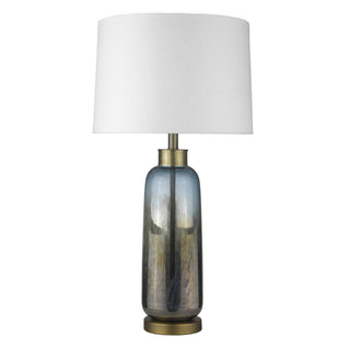 Buy brass-with-seasalt-linen-tapered-drum-shade-glass Trend Home Table Lamp by Acclaim Lighting