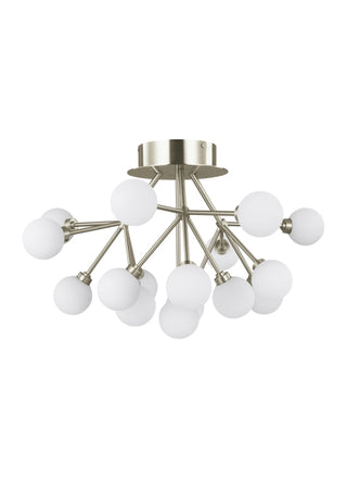 Buy satin-nickel-with-glass-glass-and-white-shade Mara Outdoor (Damp) Flush Mount Ceiling Light by Visual Comfort Modern