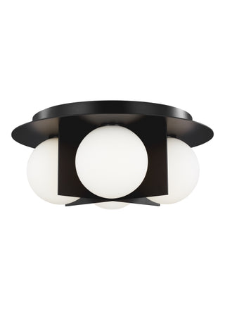 Buy matte-black-with-glass-glass-and-white-shade Orbel Outdoor (Damp) Flush Mount Ceiling Light by Visual Comfort Modern
