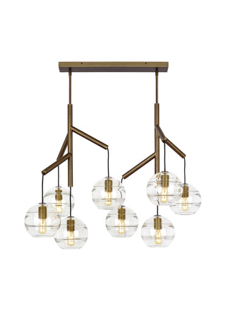 Buy aged-brass-with-transparent-glass-orb-glass-and-clear-textured-shade Sedona Outdoor (Damp) Chandelier by Visual Comfort Modern