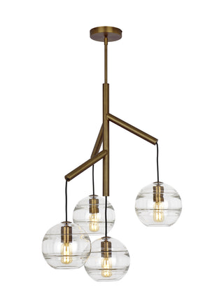 Buy aged-brass-with-transparent-glass-glass-and-clear-textured-shade Sedona Outdoor (Damp) Chandelier by Visual Comfort Modern