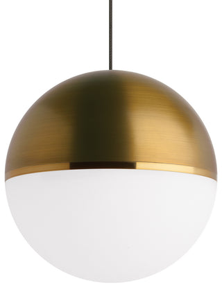 Buy aged-brass-with-acrylic-glass-and-white-shade Akova Outdoor (Damp) Pendant by Visual Comfort Modern