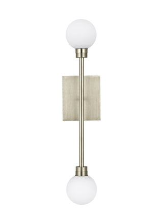 Buy satin-nickel-with-glass-glass-and-white-shade Mara Outdoor (Damp) Sconce by Visual Comfort Modern