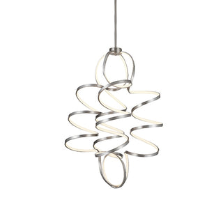 Buy antique-silver-with-frosted-acrylic-diffuser-glass-and-white-shade Synergy Chandelier by Kuzco Lighting