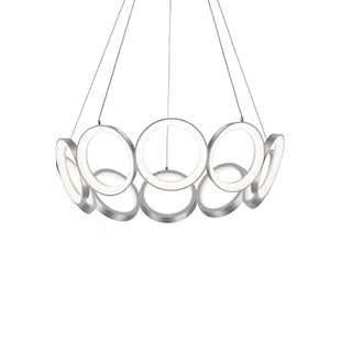 Buy antique-silver-with-white-acrylic-diffuser-glass-and-white-shade Oros Chandelier by Kuzco Lighting