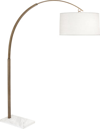 Buy warm-brass-with-white-brussels-linen-shade-with-self-fabric-bottom-diffuse-glass Archer Floor Lamp by Robert Abbey