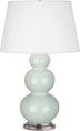 Celadon Glazed Ceramic w/Antique Silvered with Pearl Dupioni Fabric Glass