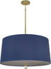 Modern Brass with Ink Blue Fabric Shade With Carter Gray Lining Glass