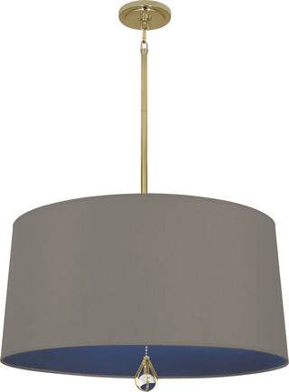 Buy modern-brass-with-carter-gray-fabric-shade-with-ink-blue-lining-glass Williamsburg Custis Pendant by Robert Abbey