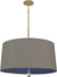 Modern Brass with Carter Gray Fabric Shade With Ink Blue Lining Glass