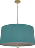 Modern Brass with Mayo Teal Fabric Shade With Carter Gray Lining Glass