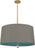 Modern Brass with Carter Gray Fabric Shade With Mayo Teal Lining Glass