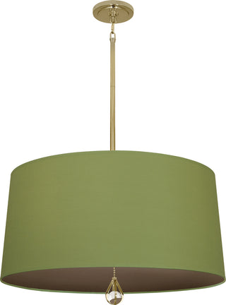 Buy modern-brass-with-parrot-green-fabric-shade-with-revolutionary-storm-lining-glass Williamsburg Custis Pendant by Robert Abbey