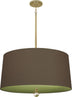 Modern Brass with Revolutionary Storm Fabric Shade With Parrot Green Lining Glass