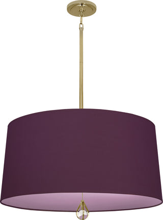 Buy modern-brass-with-greenhow-grape-fabric-shade-with-ludwell-lilac-lining-glass Williamsburg Custis Pendant by Robert Abbey