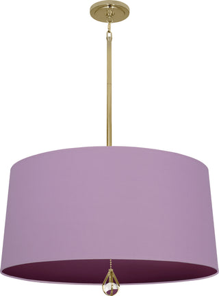 Buy modern-brass-with-ludwell-lilac-fabric-shade-with-greenhow-grape-lining-glass Williamsburg Custis Pendant by Robert Abbey