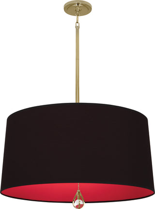 Buy modern-brass-with-blacksmith-black-fabric-shade-with-richmond-red-lining-glass Williamsburg Custis Pendant by Robert Abbey