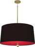 Modern Brass with Blacksmith Black Fabric Shade With Richmond Red Lining Glass