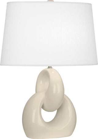Buy bone-glazed-ceramic-w-polished-nickel Fusion Table Lamp by Robert Abbey