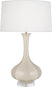 Bone Glazed Ceramic with Pearl Dupoini Fabric Shade Glass