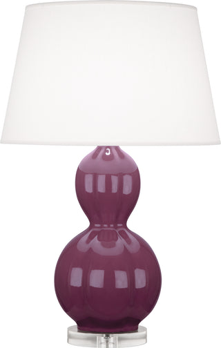 Buy deep-mauve-glazed-ceramic-w-lucite-with-pearl-dupioni-fabric-shade-glass Williamsburg Randolph Table Lamp by Robert Abbey