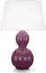 Deep Mauve Glazed Ceramic w/Lucite with Pearl Dupioni Fabric Shade Glass